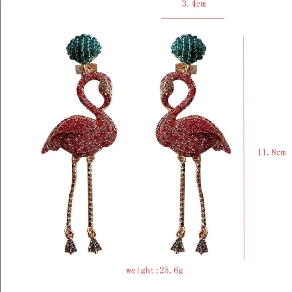 🌟 Rhinestone Long Pink Earrings - Picture 4 of 6